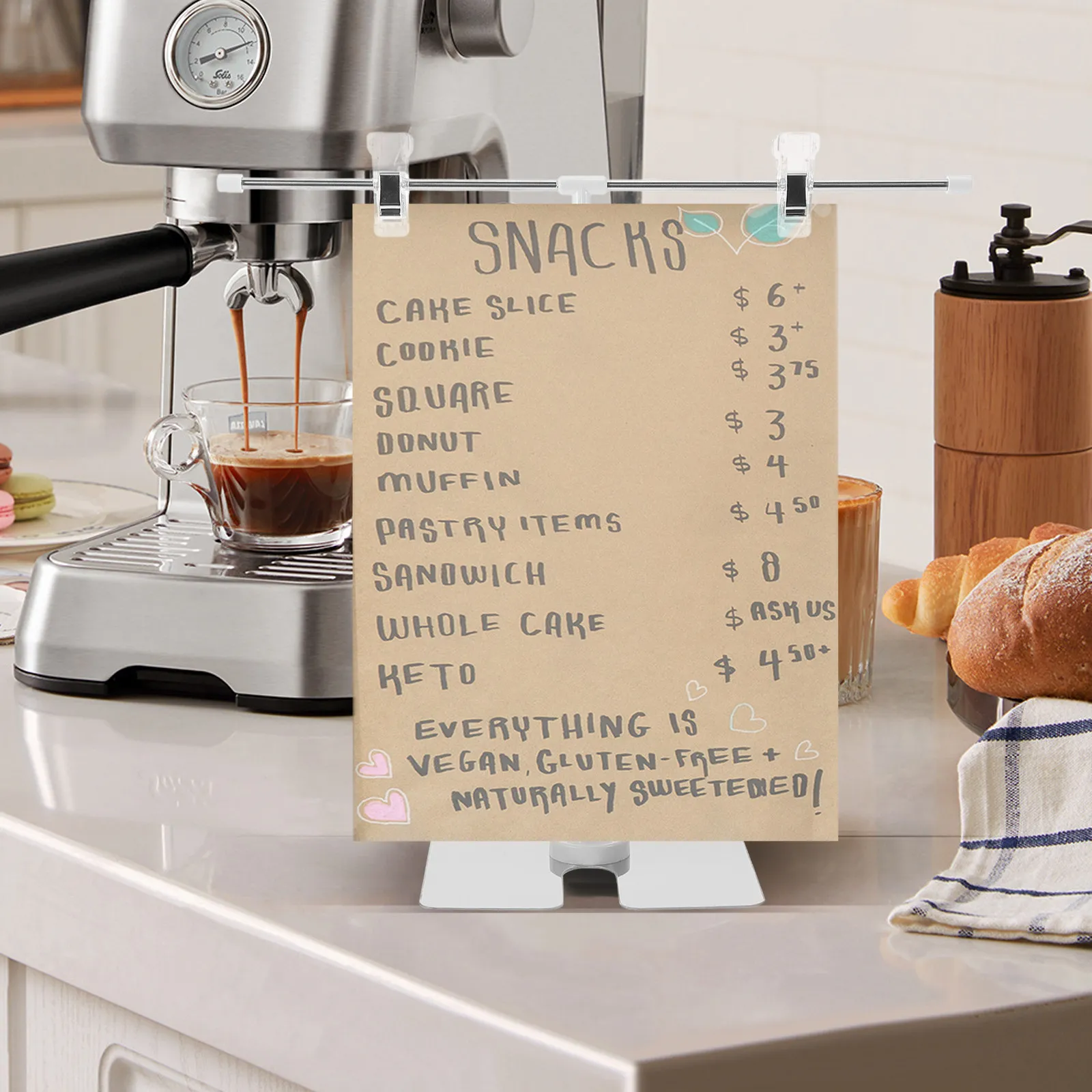 Adjustable Stainless Steel Banner Holder Desktop Poster Stand Advertising Rack Tabletop Poster Display for Retail Stores