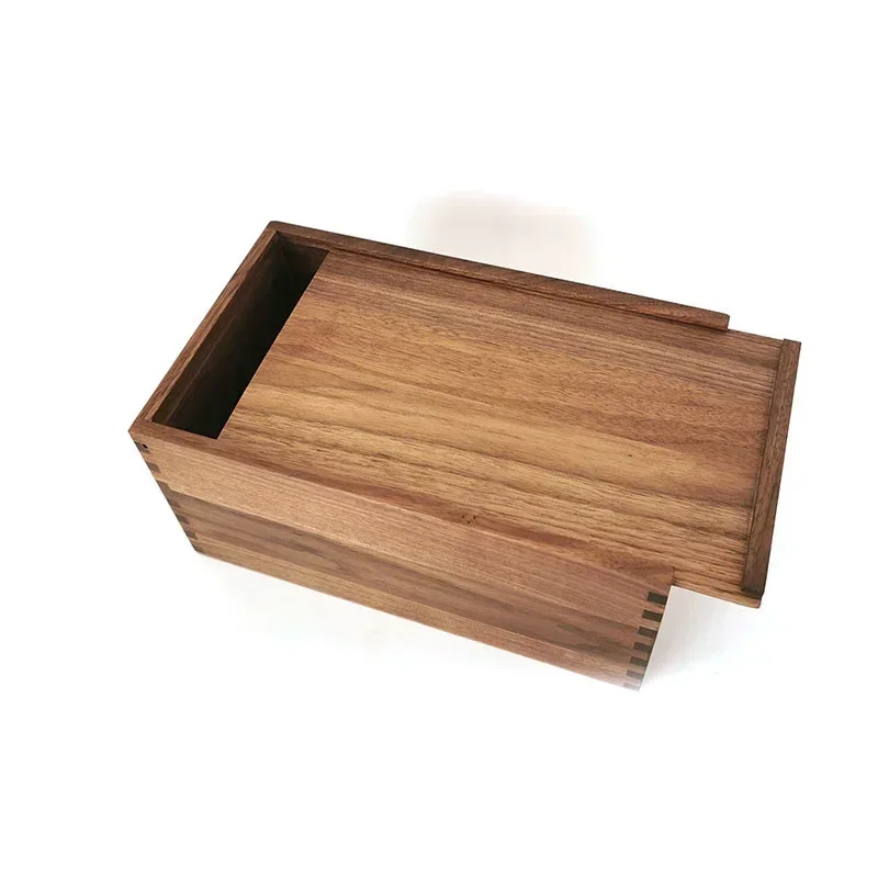 Black walnut solid wood Push Pull Storage bin Organizer boxes With cover kitchen cabinet storage Simplicity Sundries durable