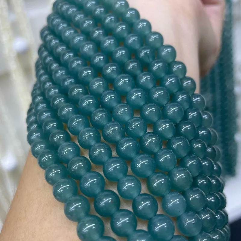 

Натуральный нефрит, синий водный халцедон, полоска 4-12 мм, бусины, аксессуары, браслет «сделай сам», серьги, очаровательные украшения, амулет на удачу, подарок для женщин