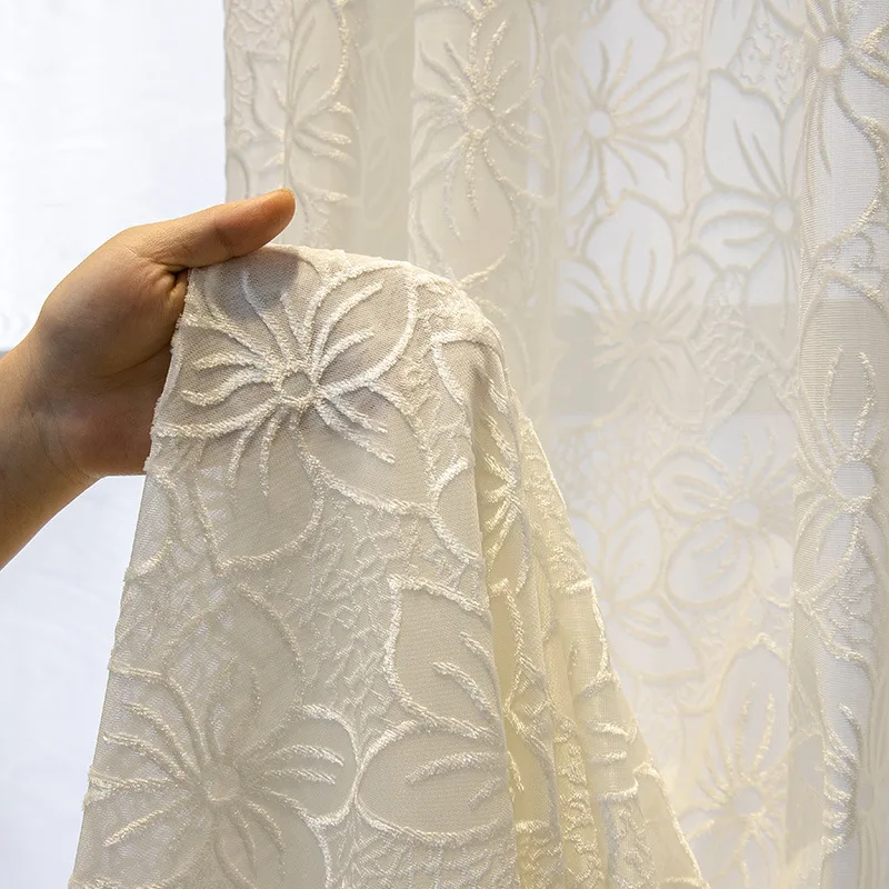 

UI438-Translucent versatile embroidery simple modern curtains