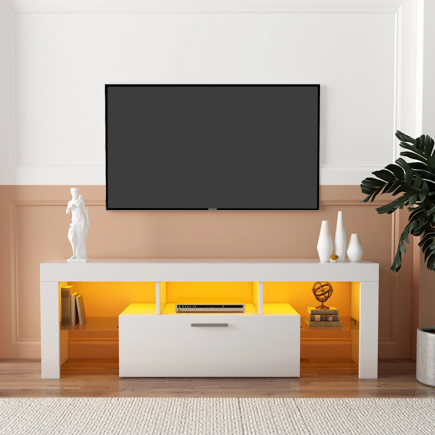 

FashionTVstandTVcabinet,EntertainmentCenter,TVstationTV console,media console,with LEDlight belt,light belt remote control,tough