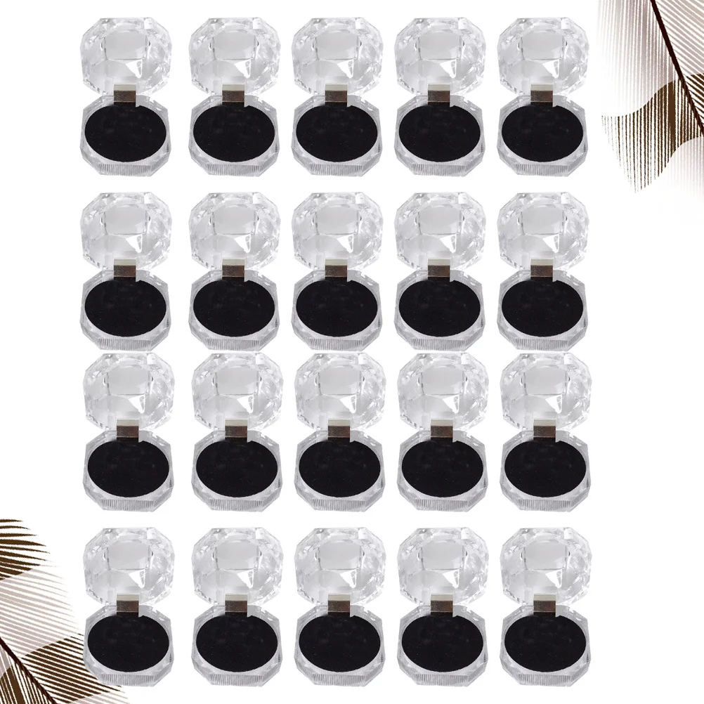 20 قطعة صندوق مجوهرات كريستال خواتم منظم حقيبة للتخزين للأقراط خواتم الخرز هدية التعبئة والتغليف حامل عرض القضية