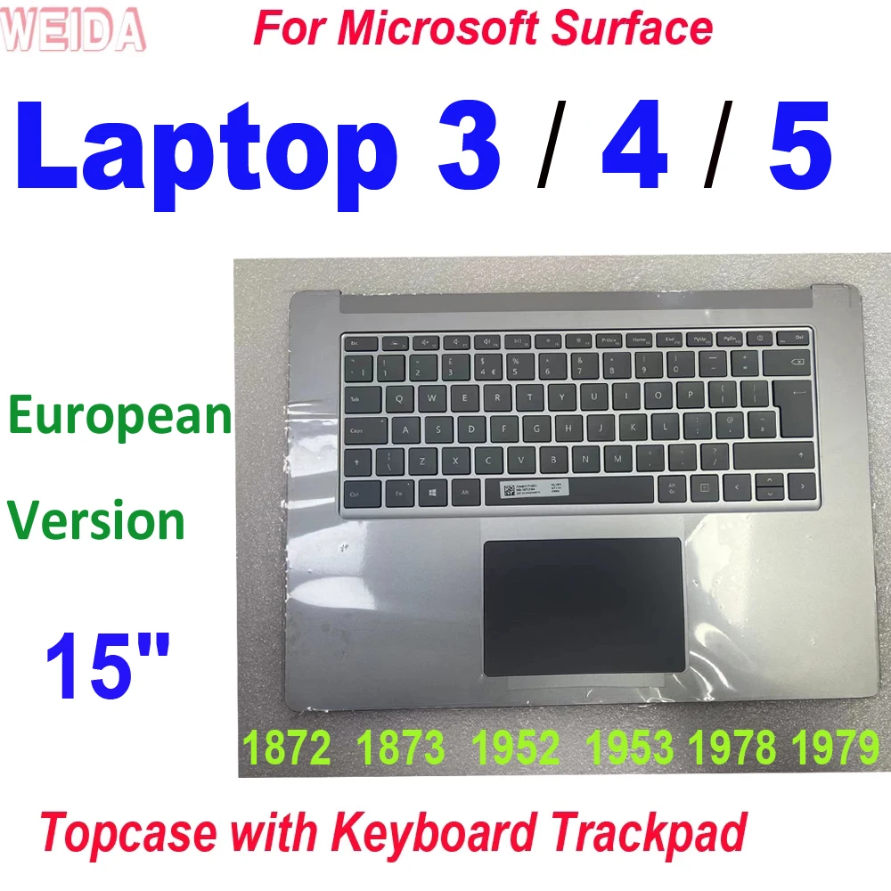 

European Version Keyboard For 15" Microsoft Surface Laptop 3/4/5 1872 1952 1978 Topcase Assembly Keyboard with Trackpad Complete