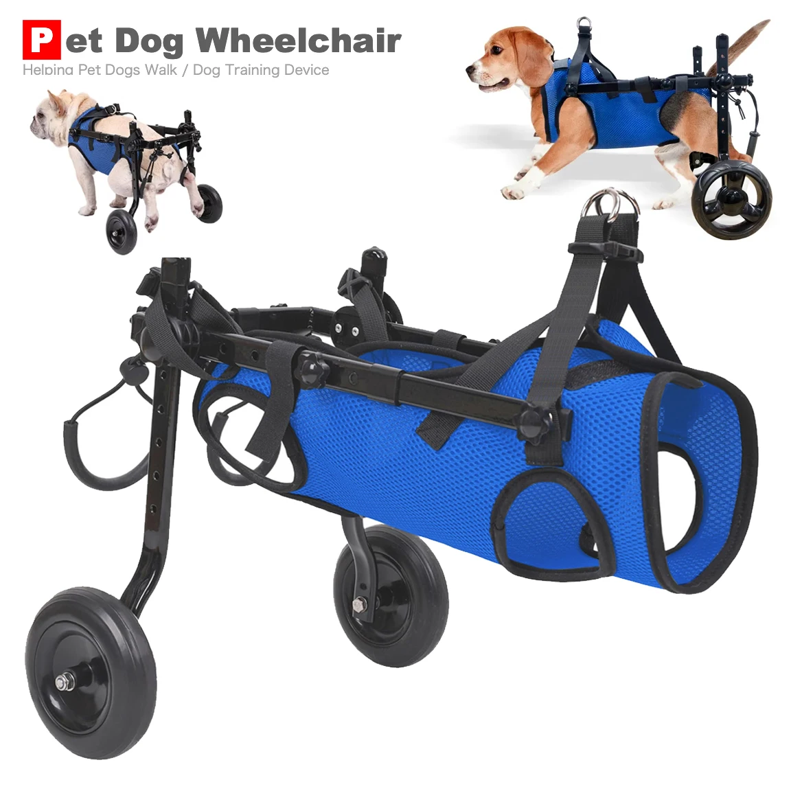

Adjustable Pet Dog Cart 2 Wheels Chair for Small Medium Dogs Hind Leg Mobility Aid Light Rehabilitation Wheelchairs Walk Tools
