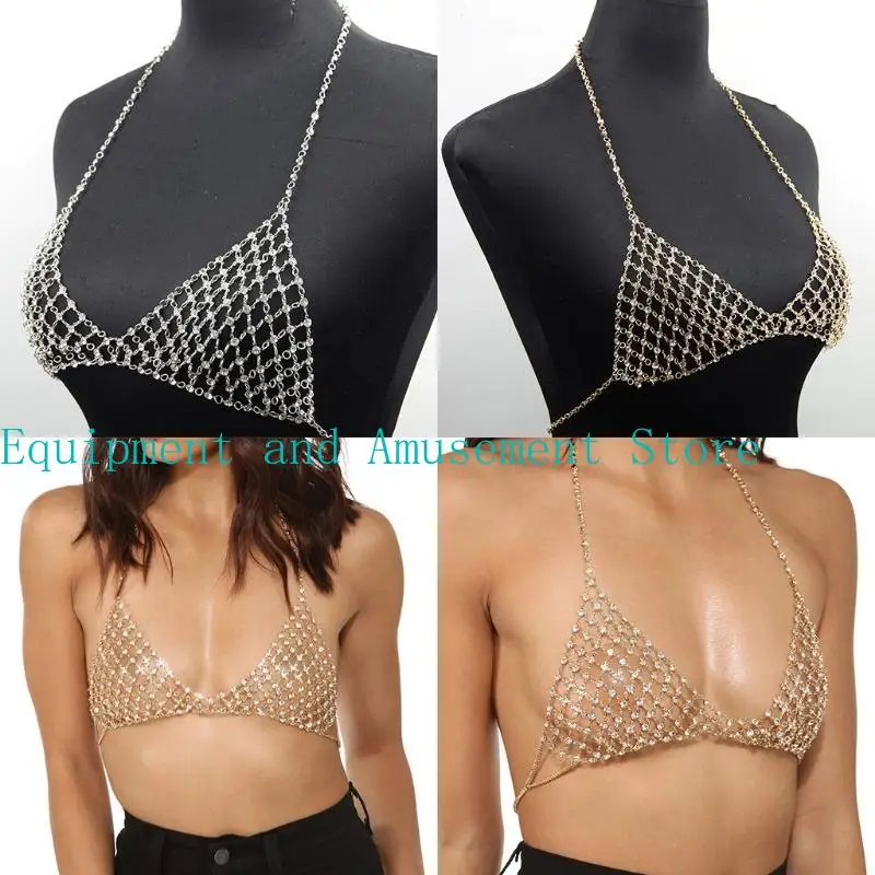 Y1uc Vacation Leisure Nightclub Catena toracica Body Artificiale Diamond Crystal Chain Top Reggy Catena