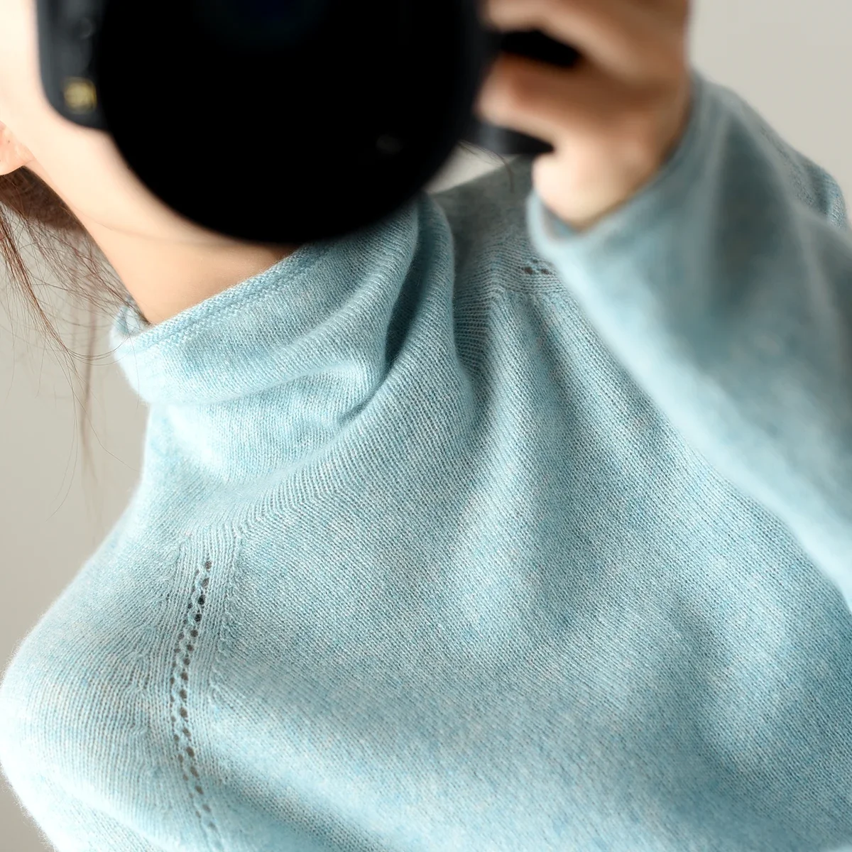 Kaszmirowy sweter z golfem z długim rękawem Jesień Zima Luźna koszula z kołnierzem ciepła Wygodna dzianina