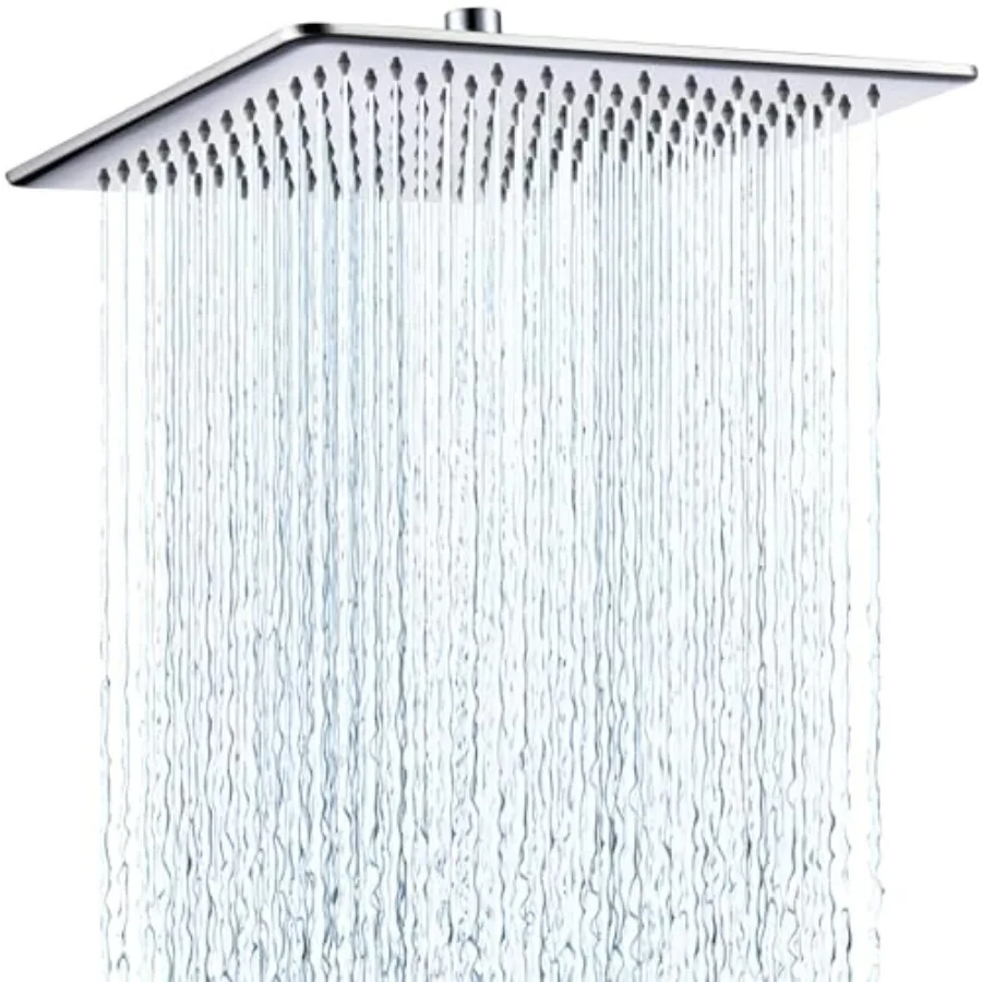 

12 Inch All Metal Thickened Square Rainfall Showerhead Large Shower Head for Full Body Sturdy and Durable Wall Mount Polished C