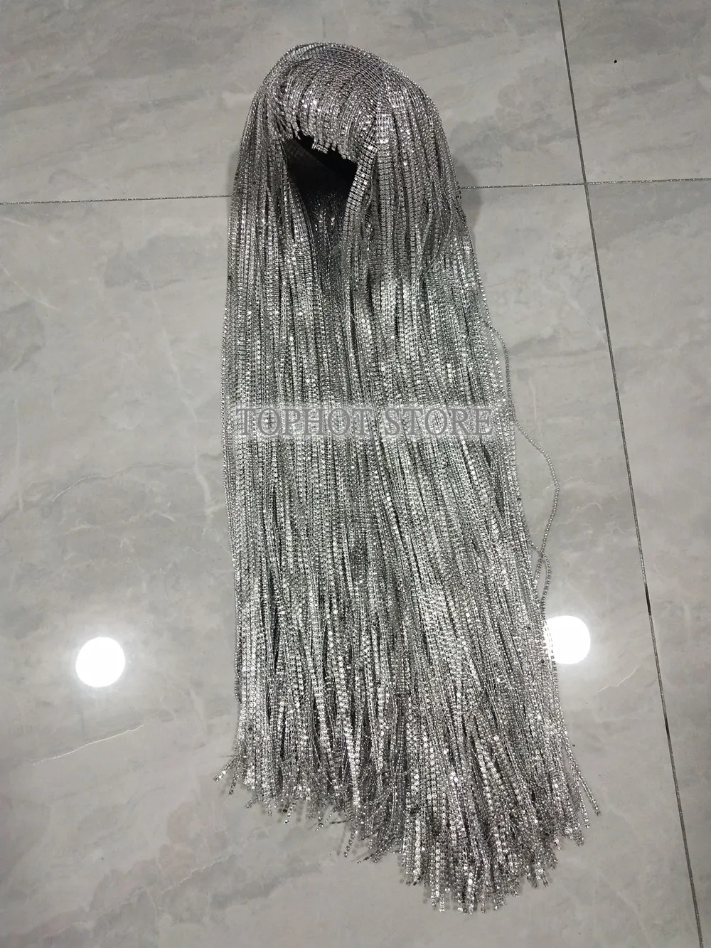 Funkelnde lila Ketten Perücke Kopf bedeckung Nachtclub Bar Sänger Tänzer Bühne Leistung Kopf Ornament Party Show Rave Bühnen zubehör