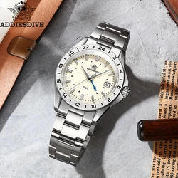 ADDIESDIVE Men Luxury Watches Calendar 316L Stainless Steel 20Bar Waterproof Sapphire Glass Classic Quartz GMT Watches Reloj