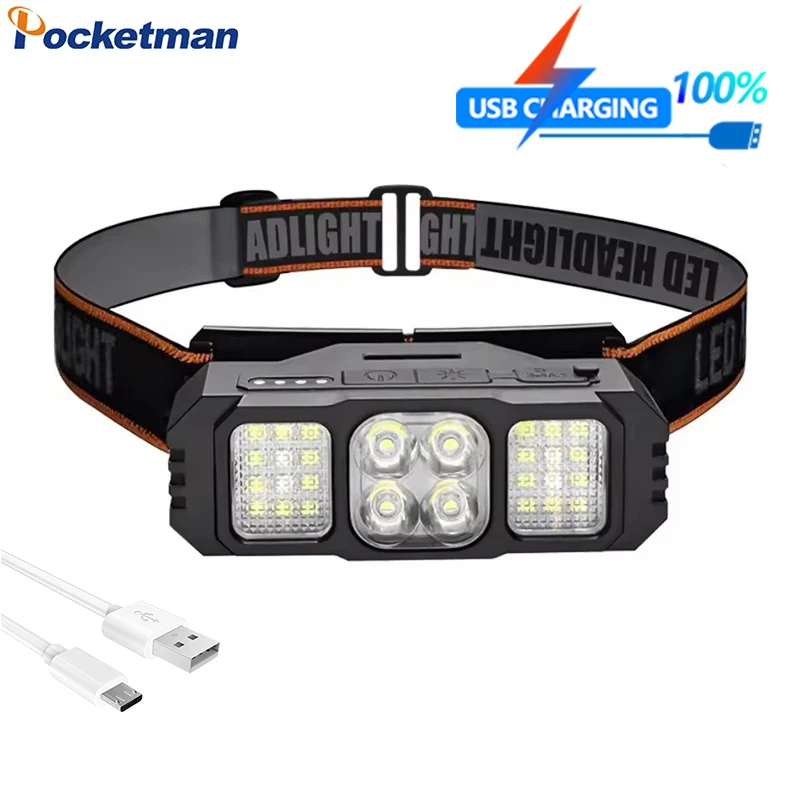 

Super Bright LED Headlamp 7 Light Modes Rechargeable Headlight Outdoor Waterproof Head Lamp Portable Lightweight Head Light