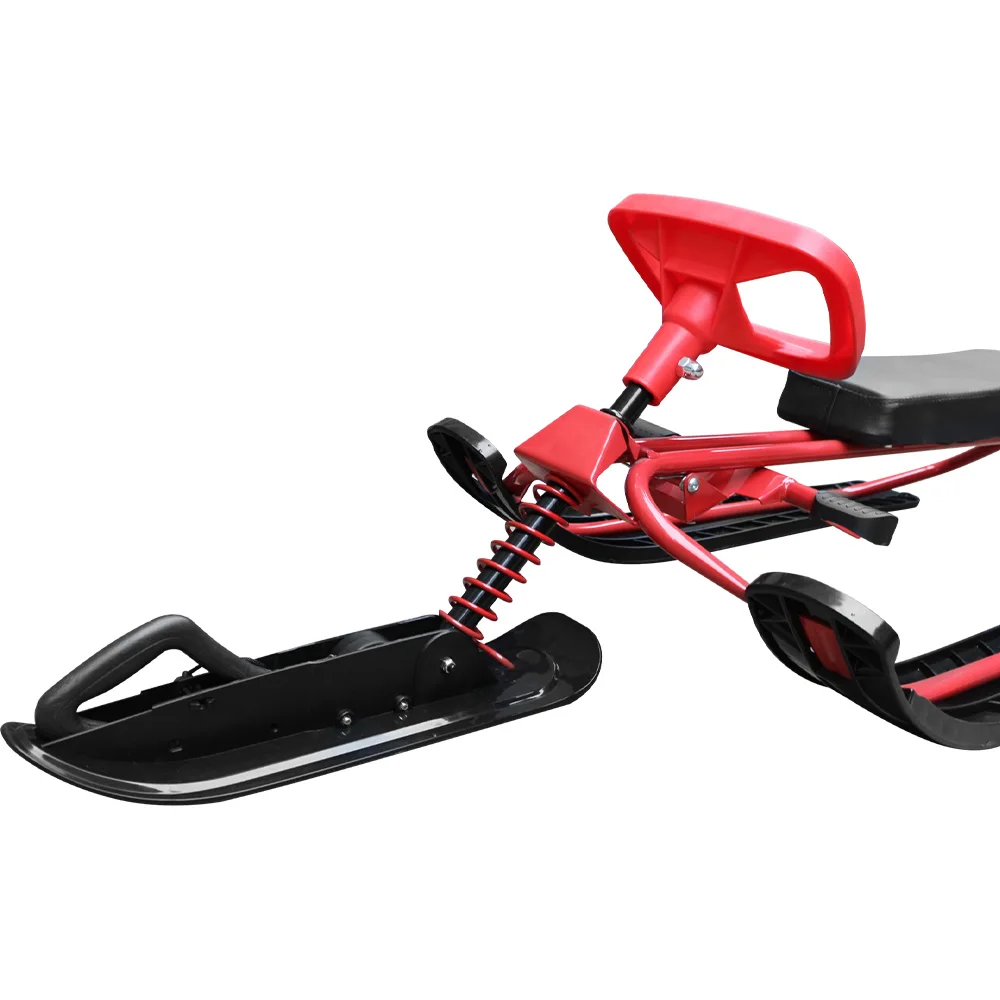 Snow Racer Sled Ski Sled with Steering Wheel and Twin Brakes for Kids Teens and Adults