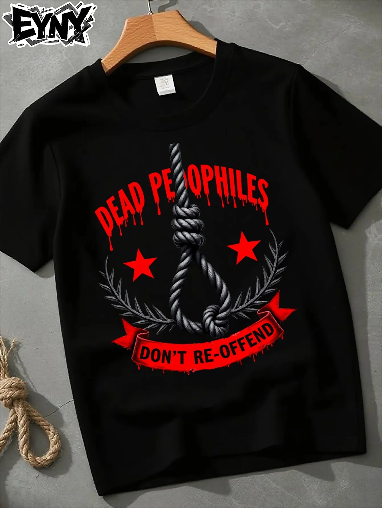 

Men's Black Graphic Tee, Crew Neck Short Sleeve Cotton, Loose Fit, Bold Print, Men's Streetwear