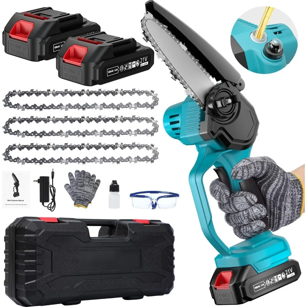 Mini Chainsaw, Mini Chainsaw 6 Inch Cordless with 2 Battery,[2024 Upgrade]