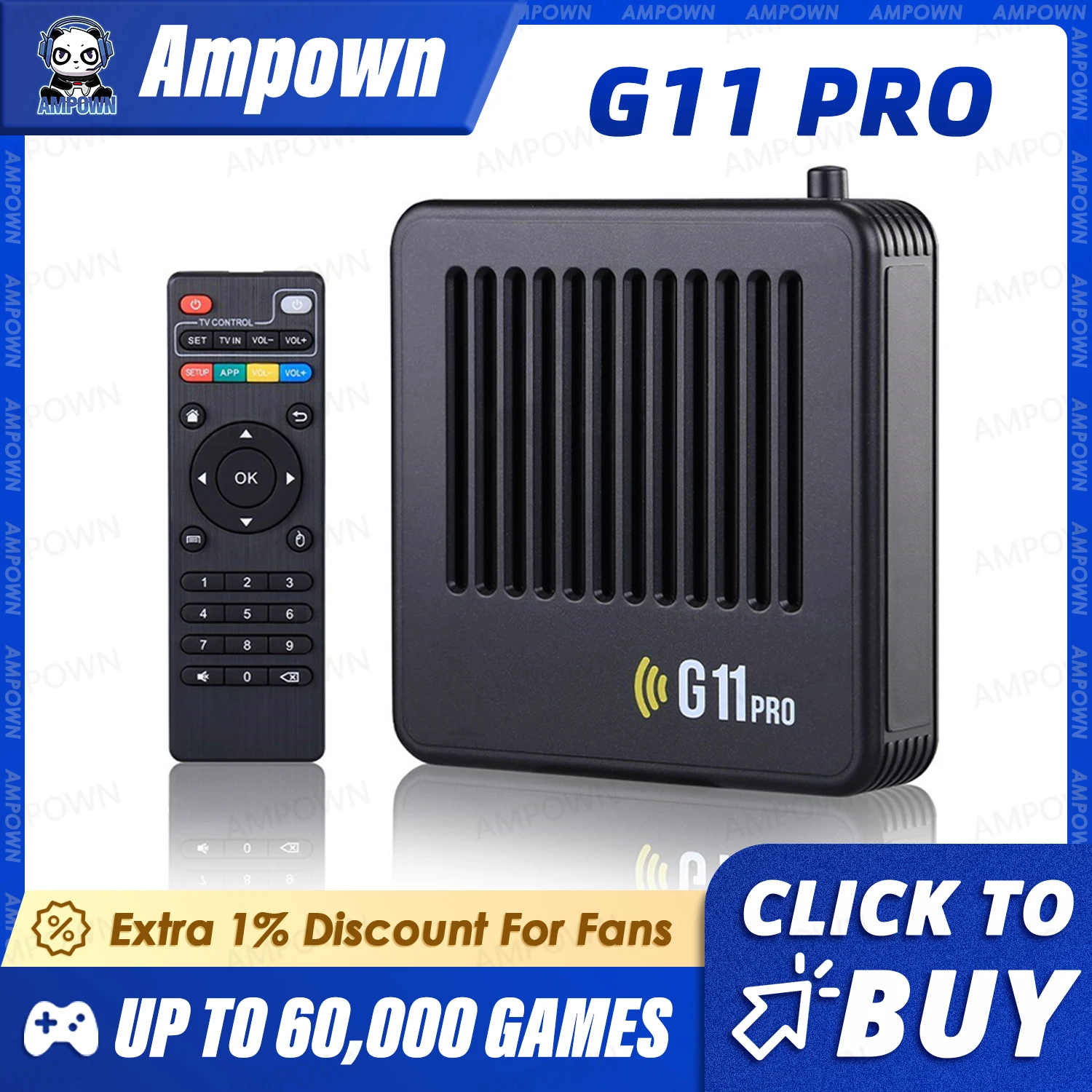 

Ampown G11 Pro Video Game Box Retro Game Console 256G Built in 60000 Retro Games Ultra Low Latency Wireless Controller 4K Output