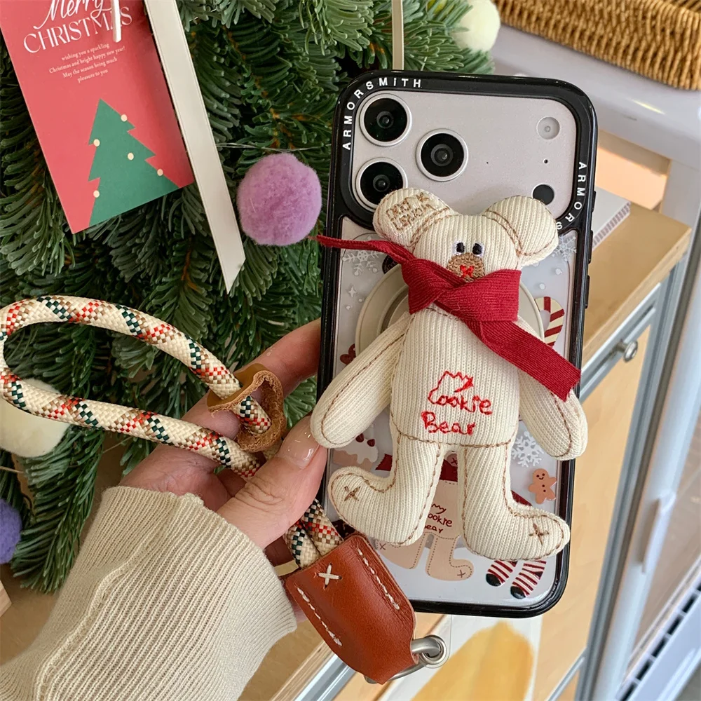 الكورية INS عيد الميلاد الدب المغناطيسي قضية الهاتف آيفون 17 برو 16 E 11 12 13 14 زائد 15 برو ماكس غطاء مع Magsafe حامل الحالات #2
