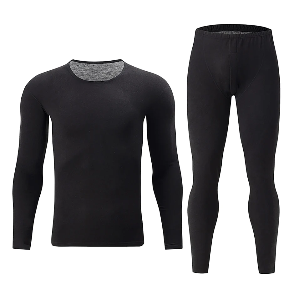 2/4 Stück Herren Einfarbig Einfache Herbst Und Winter Thermo-unterwäsche Bequeme Und Lässige Bottoming Unterwäsche Teenager Pyjama – Detail 6