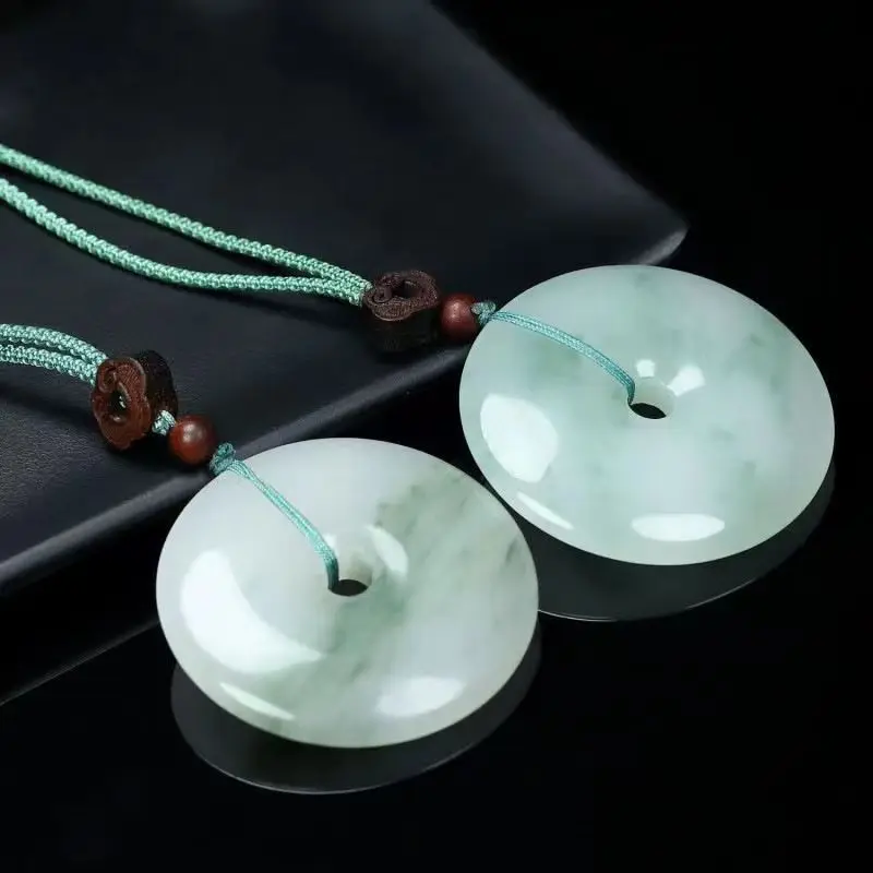 Tianshan green jade pendant, natural Xinjiang golden jade peace amulet, bread-shaped jade pendant