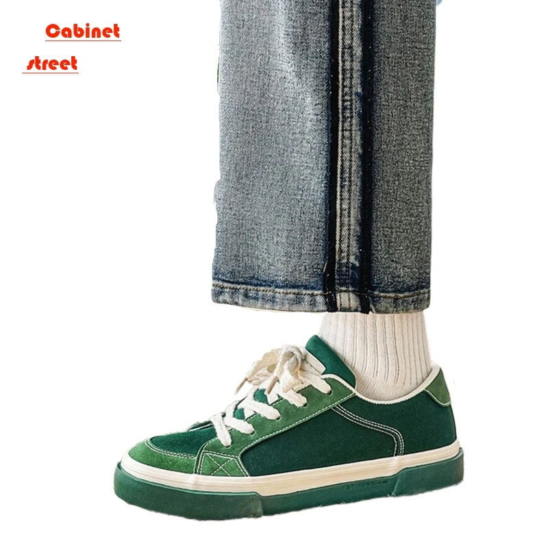 

Summer Skate Men Casual Shoes Breathable Lace-up Wear Resistant Green Korean Version Trend Brand Sail Cloth Harbor Wind Students