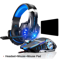 Kotion EACH G9000 Gaming Headset Deep Bass Stereo Game Headphone with Microphone LED Light for PC Laptop+Gaming Mouse+Mice Pad