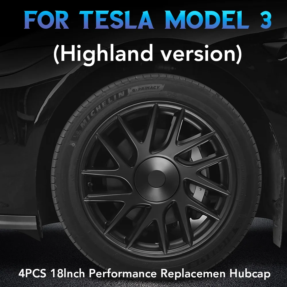 4PCS Wheel Cover For Tesla Model 3 Highland 18 Inch Hubcap 2024 Performance Replacement Wheel Cap Full Rim Cover Accessories