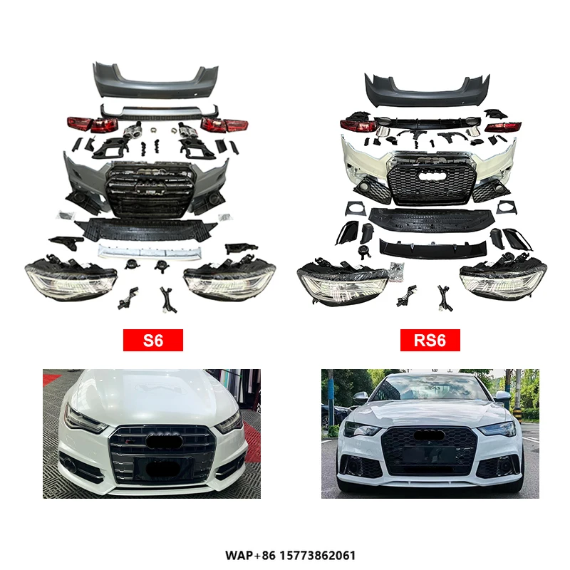 

New Au Di A6 2012-2014 Front and Rear Bumper Body Kit with Fog Light for Car Modification Upgrade