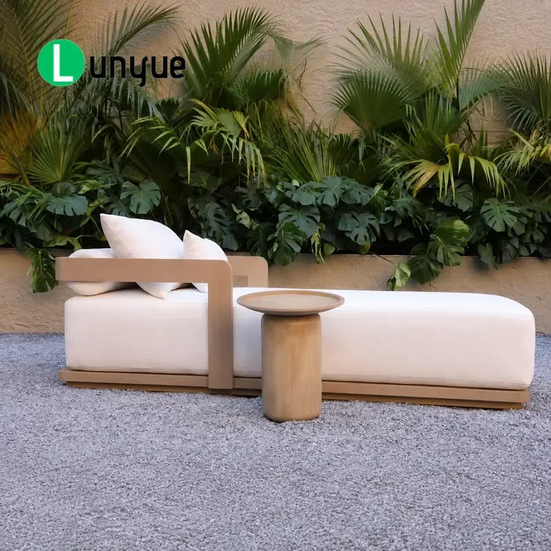 Commercial Grade Outdoor Teak Lounge Chair Waterproof Poolside Furniture for Hotel Resort Patio Durable Weather Resistant