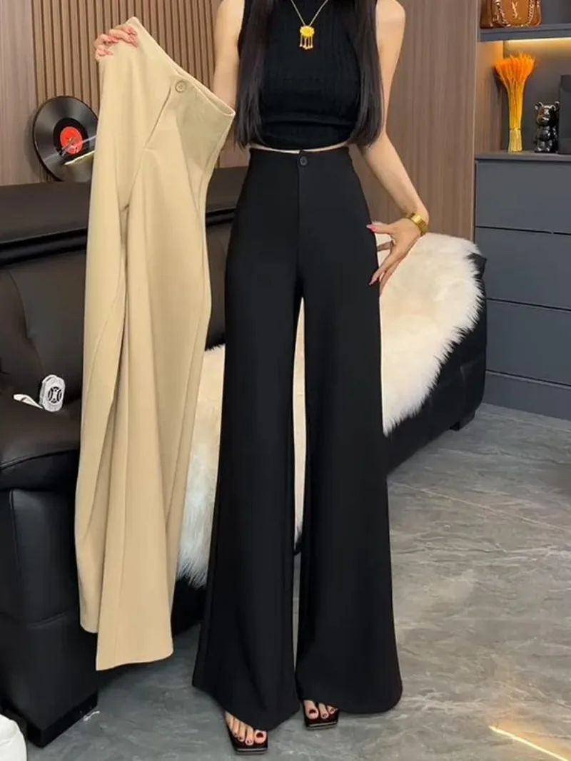 This year, super-good-looking casual pants are popular spring 2026, which is super High waist, wide legs, thin drape suit pants.
