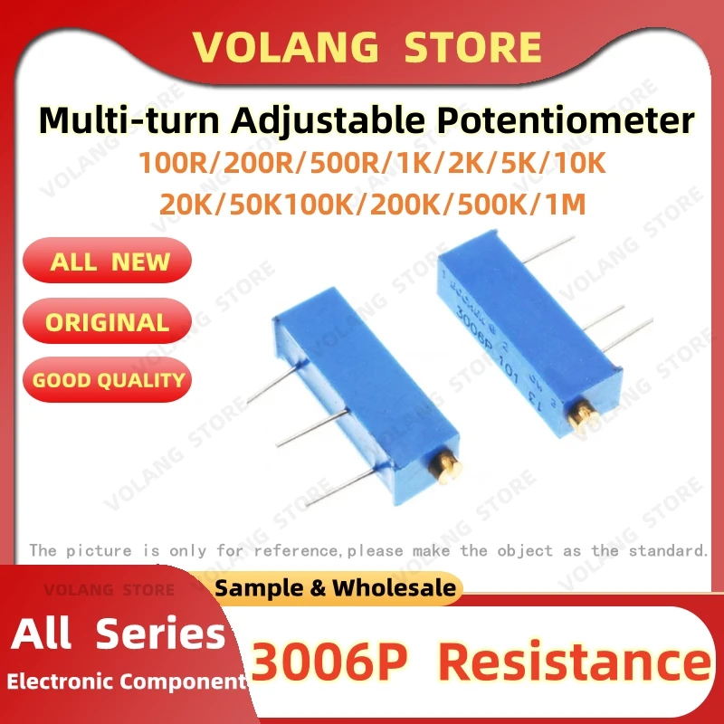 10Pcs 3006P Precision Multi-turn Adjustable Potentiometer 1K 2K 202 5K 10K 20K 50K 503 100K 104 200K 500K 100R 200R Ohm Resistor