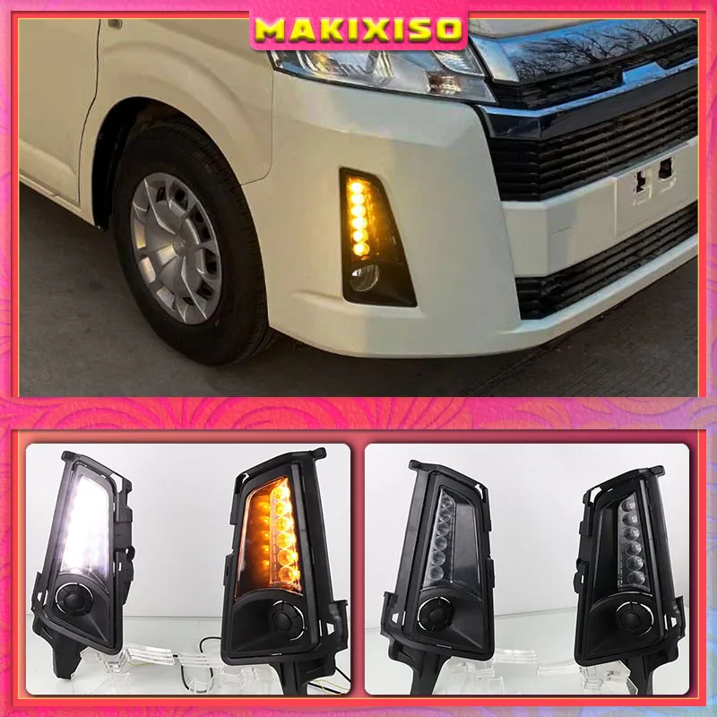 

2PCS Dynamic Yellow Turn Signal Function 12V Car DRL Lamp LED Daytime Running Light For Toyota Hiace 2019 2020