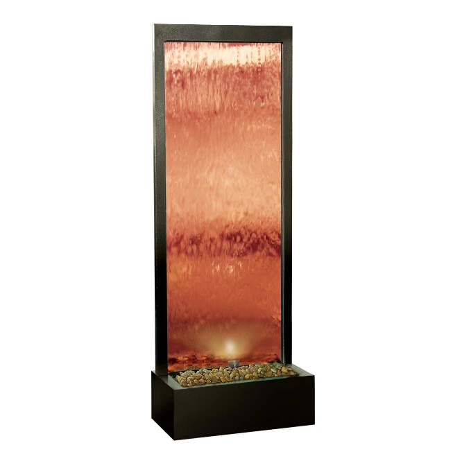 Exterior artificial wall glass indoor waterfall fountain , bronze mirror waterfalls for house