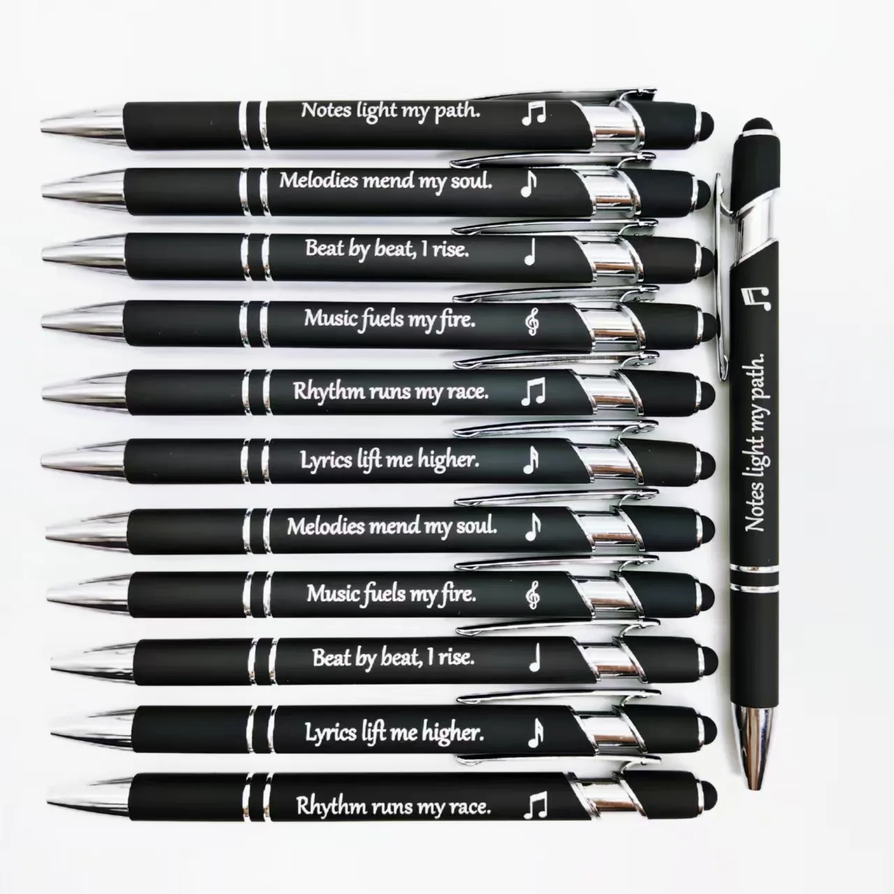 5pcs/10pcs Love Music Metal Engraving Pen Music Phrase Ball Pen Touchable Touch Screen Metal Engraving Writing Pen