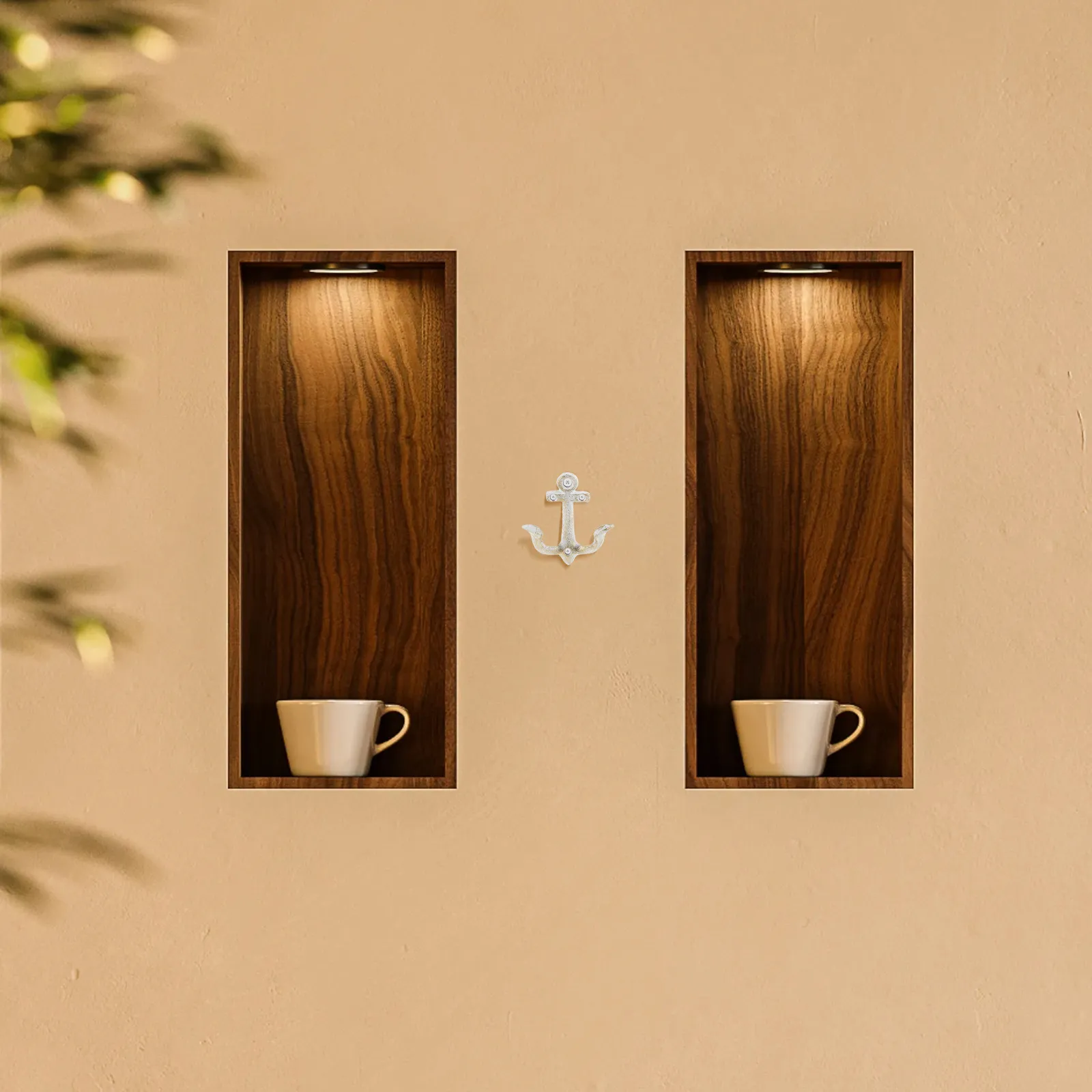 Vintage Iron Wall Hooks 2pcs Anchor Shape Heavy Duty Metal Hangers for Hallway Bathroom Door