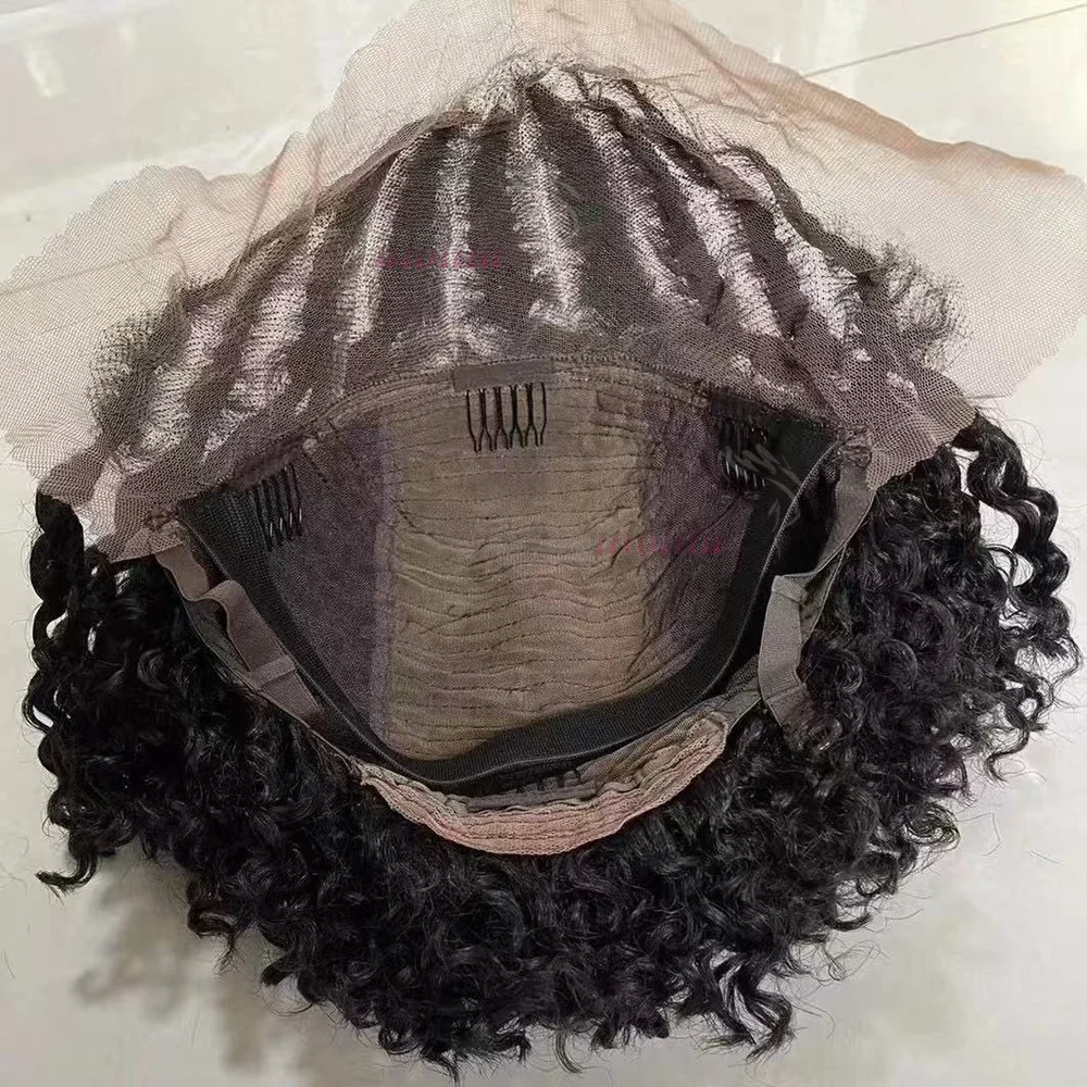 Afro-Lockenperücke 13x4 Lace Frontal 100% Brasilianisches Remy-Haar 6 Zoll Kinky Curly Echthaarperücken mit Zöpfen für Schwarze Frauen – Detail 7