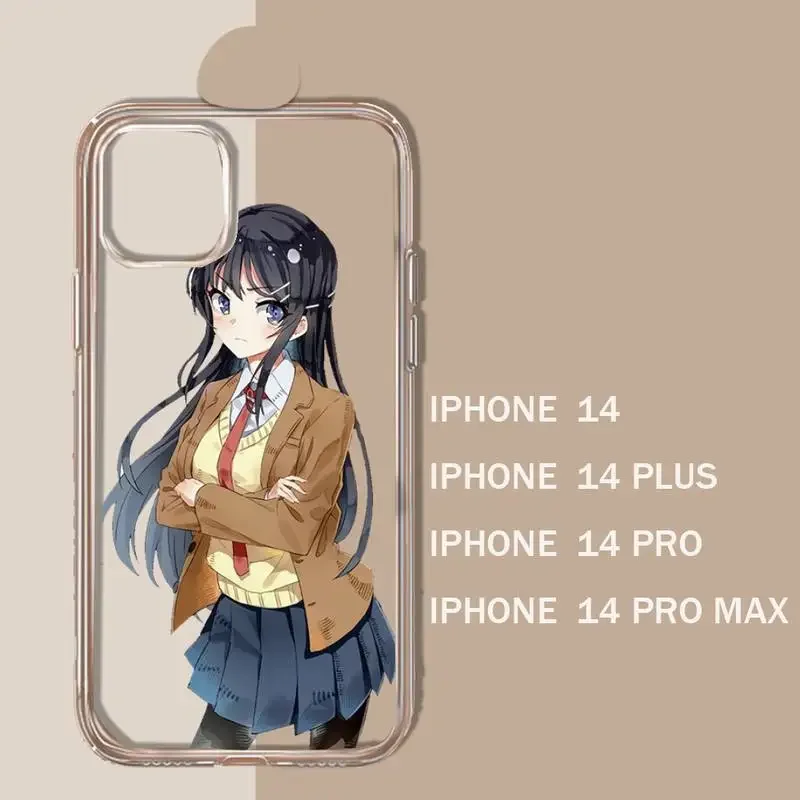 Bunny Girl Senpai Sakurajima Mai Phone Case Transparent soft For iphone 11 13 12 14 15 pro max mini plus