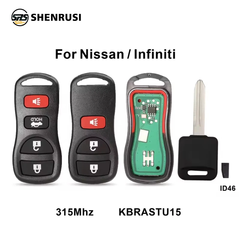 

315Mhz 3/4 Buttons Car Keyless Entry Remote Key For Infiniti/Nissan Frontier Murano Armada Pathfinder Versa Altima Maxima Xterra