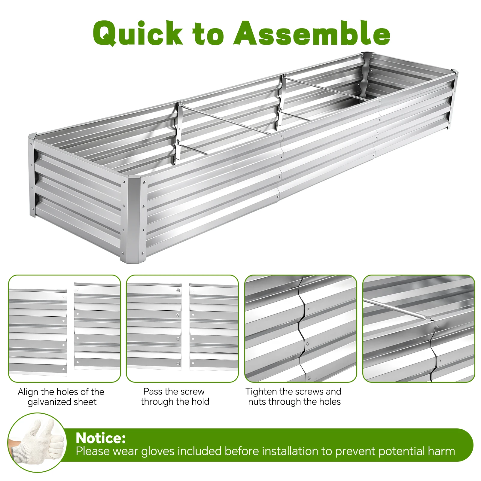 8×2×1ft Galvanized Metal Raise - Planter Raised Metal ulasan dan harga