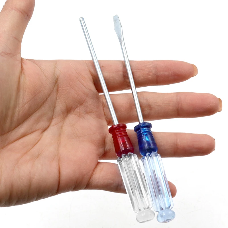 Small Cross Word /Slotted Screwdriver with Transparent Handle Mini Screwdriver Home Appliance Toy Starter 3mm