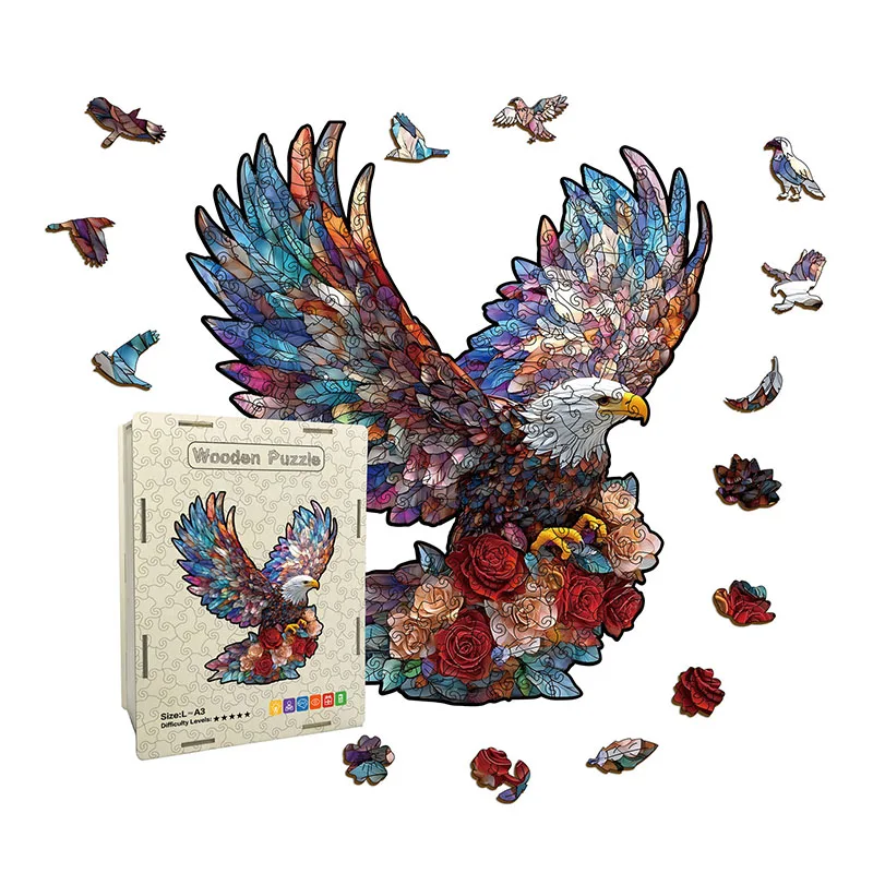 

120/246pcs Wooden Eagle Puzzle Irregular Shaped Jigsaw Puzzle Stress-Relieving Game Birthday Xmas Gifts Fun Educational Toys