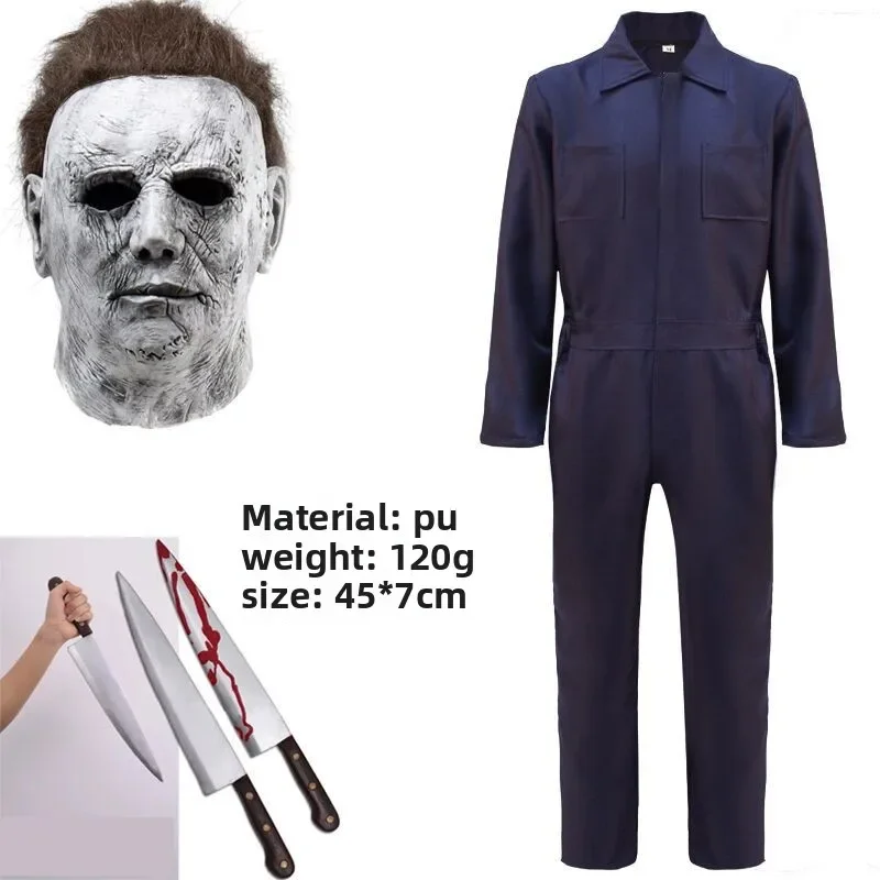 

New Adult Michael Myers Halloween Costume Set With Cosplay Props Horror Killer Coverall And Toy Knife For Men Boy
