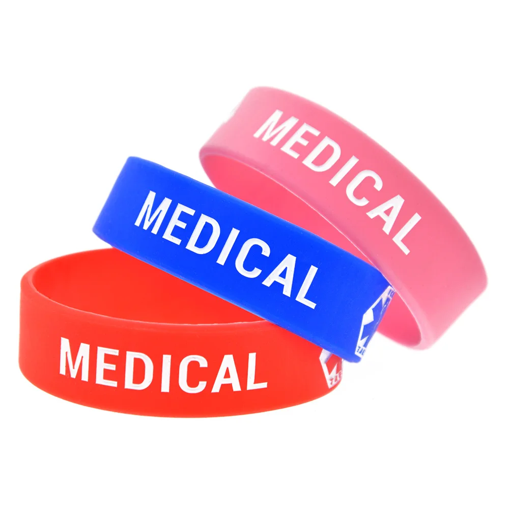 

25 Pcs Medical Alert Silicone Rubber Bracelet Youth Size for Emergency Case