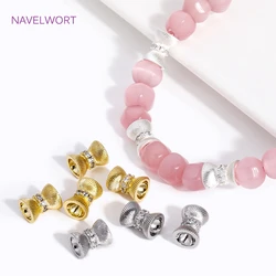 18K Gold Plated with Zircon Double Side Bead Cap Brass Twill Spacer Beads,Separators For Beads,DIY Beading Jewelry Accessories