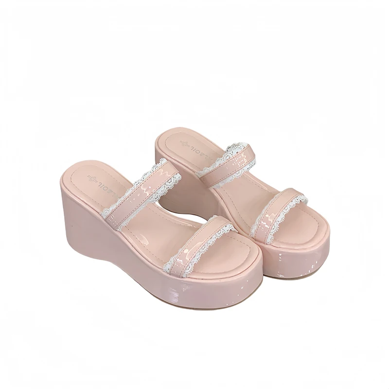 

9cm Wedges Heels Pink Slippers Woman Platform Sandals Summer High Heels Beach Shoes Outdoor Leisure Ladies Sandals Femme 2026