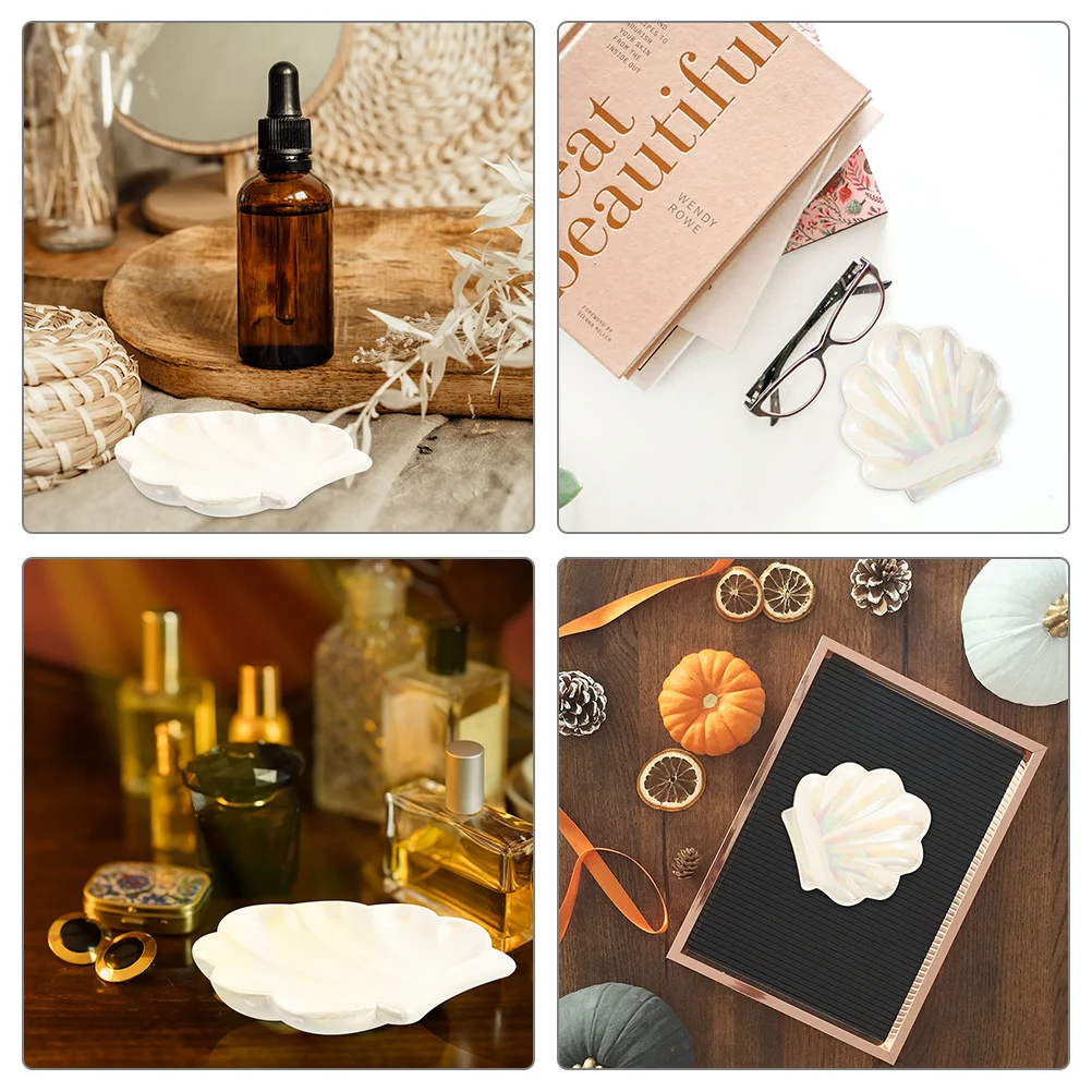 

2Pcs Shell Shaped Trinket Dish Key Bowl Holder Multifunctional Sundries Storage Tray Beautiful Shell Ring Holder