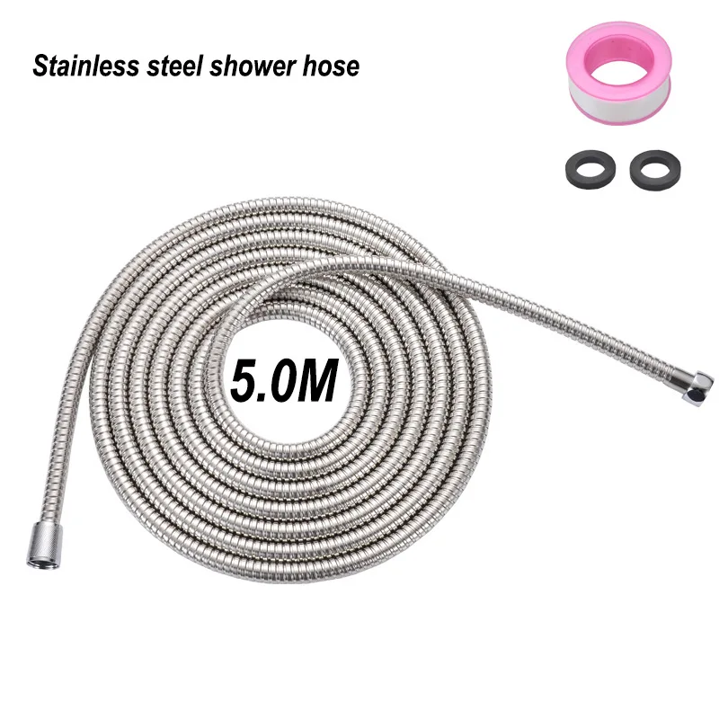 

Stainless Steel Shower Hose 5M Long Bathroom Shower Water Hose Extension Plumbing Pipe Pulling Tube Bathroom Accessories