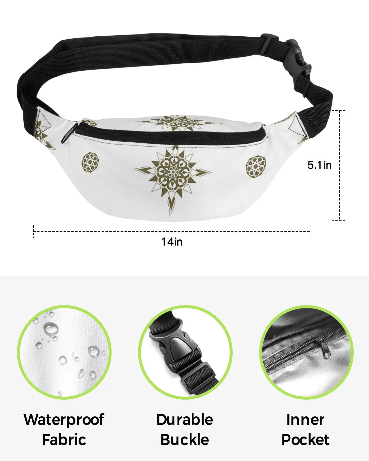 Classic Geometry Waist Bag Women Men Belt Bags Large Capacity Waist Pack Unisex Crossbody Chest Bag