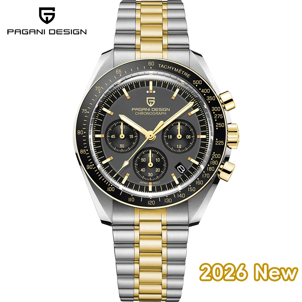 PAGANI DESIGN 2026 New V5 PD1701 Men's Watches Luxury Quartz Watch Men Sport Speed Chronograph AR Sapphire Glass 100M Waterproof image 3