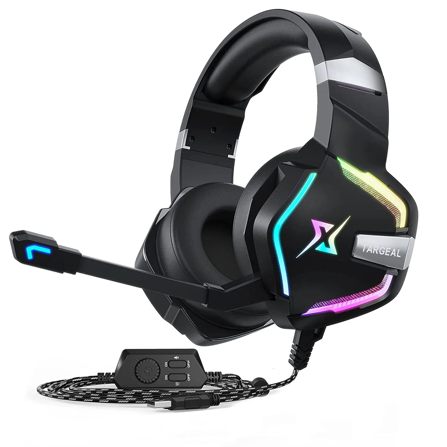 

Targeal 7.1 Channel Wired Gaming Headset for PC PS5 PS4 Switch Laptop Mac with Omnidirectional Noise Canceling Mic, RGB LED