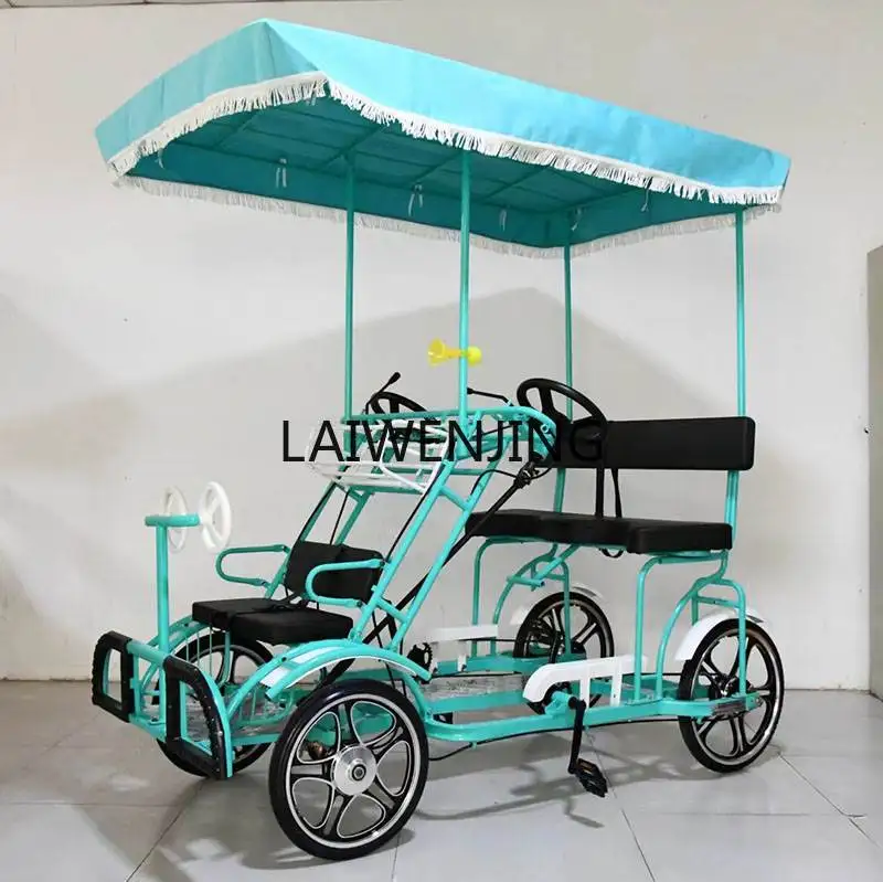 HLZ four-wheel single-row double with brake pedal integrated wheelchair couple two people ride