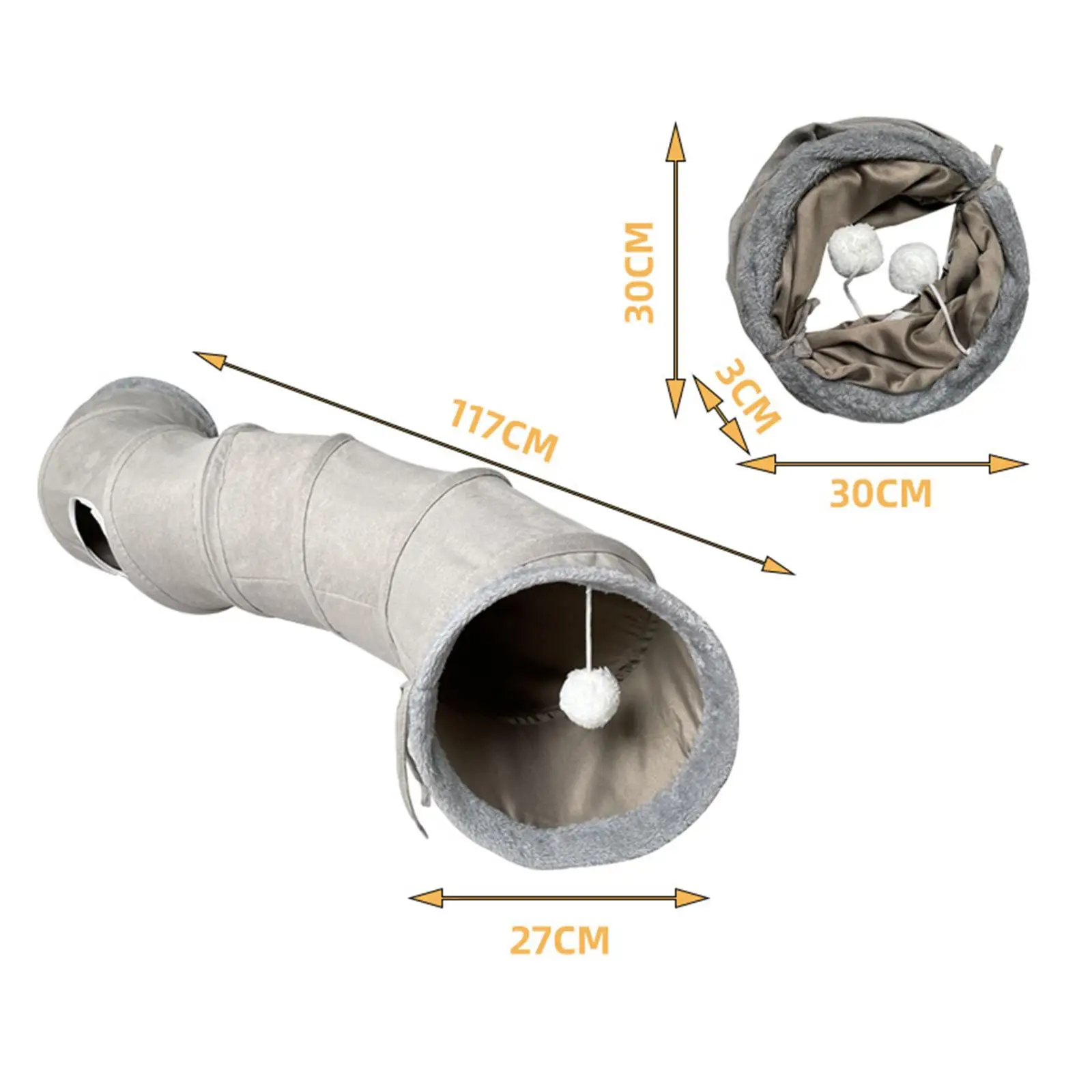 พับอุโมงค์แมวสําหรับแมวในร่มลูกสุนัขรูปสัตว์เลี้ยงอุโมงค์ลูกแมว Suede 0.63 นิ้วเส้นผ่านศูนย์กลางหลอดเล่นของเล่น