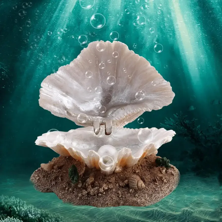 Shell Pearl Bubbler Decor Aquarium Decoration Artificial Coral Air Bubble Maker Fish Tank Ornament Aquarium Ornaments